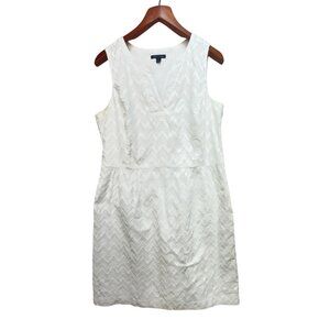 Tommy Hilfiger Women Chevron A-Line Mini Dress Size 14 White Euro Summer